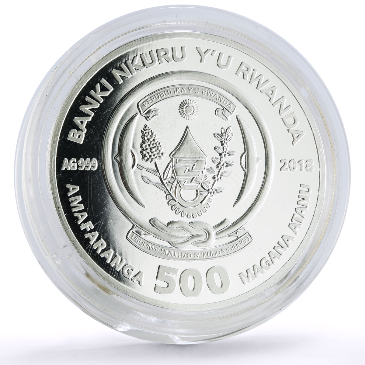 Rwanda 500 francs Lunar Calendar Year of the Dog Wealth proof silver coin 2015