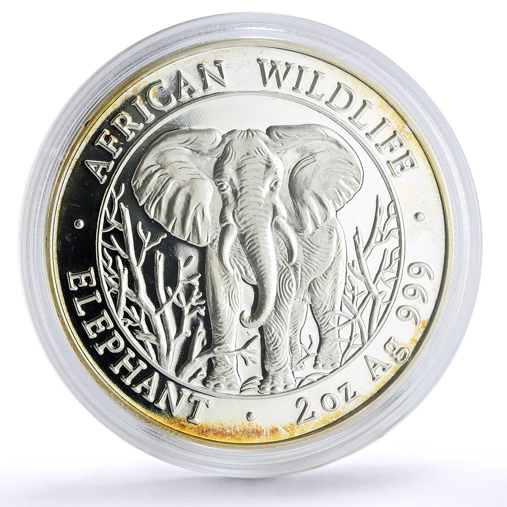 Somalia 2000 shillings African Wildlife Elephant Fauna proof silver coin 2004