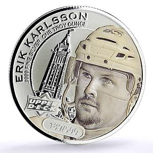 Cook Islands 1 $ Upper Deck Grandeur NHL Hockey Erik Karlsson silver coin 2017