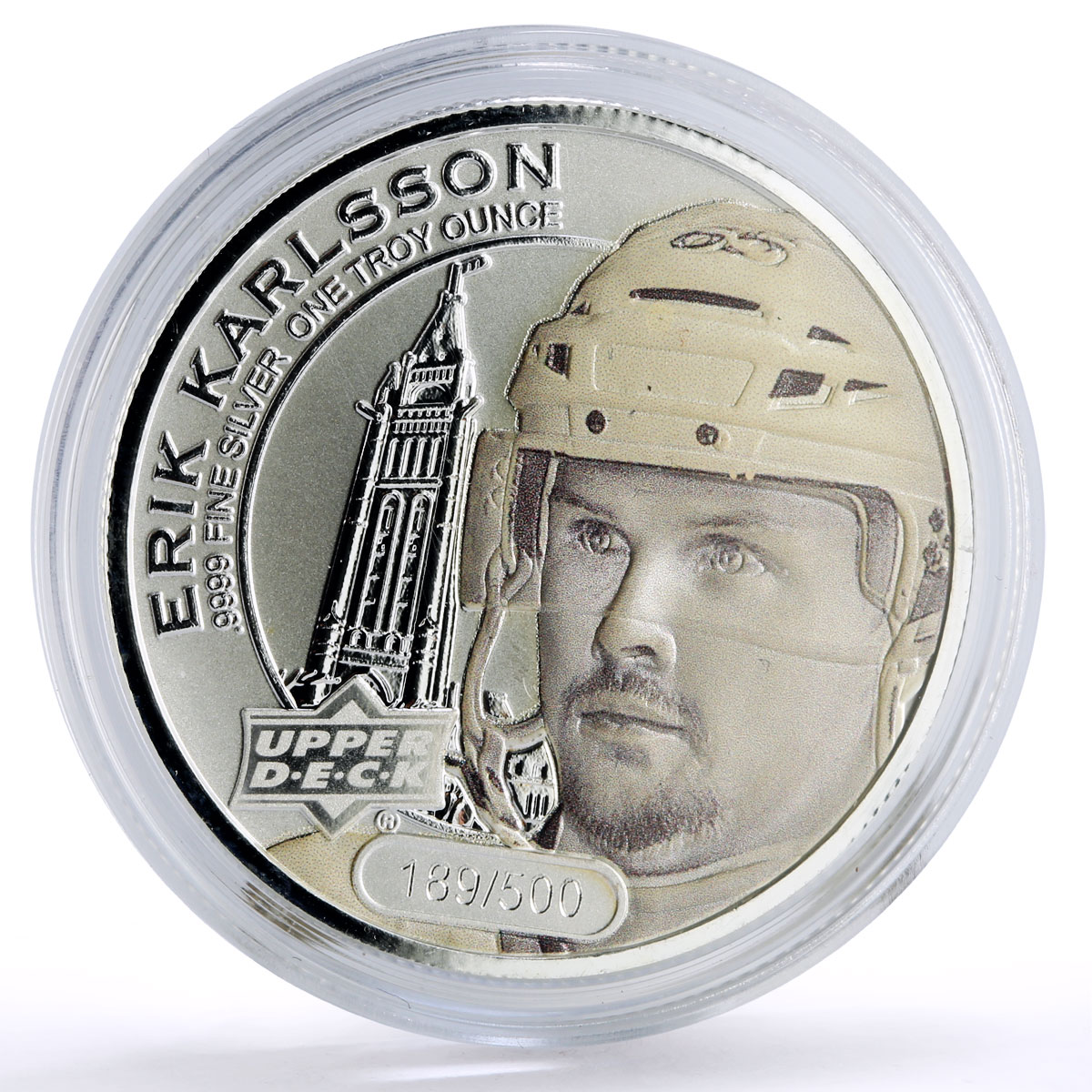 Cook Islands 1 $ Upper Deck Grandeur NHL Hockey Erik Karlsson silver coin 2017