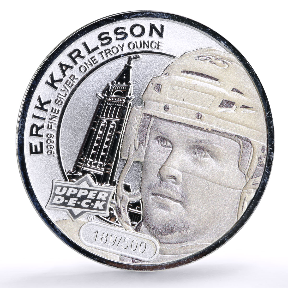 Cook Islands 1 $ Upper Deck Grandeur NHL Hockey Erik Karlsson silver coin 2017