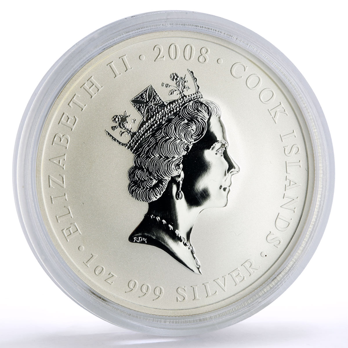 Cook Islands 1 dollar Magnificent Peony Green Flower colored silver coin 2008