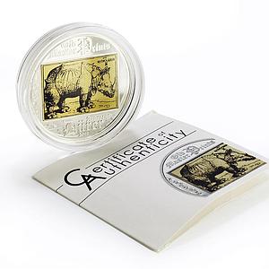 Cook Islands 5 dollars Albrecht Durer Rhinoceros Art proof silver coin 2013