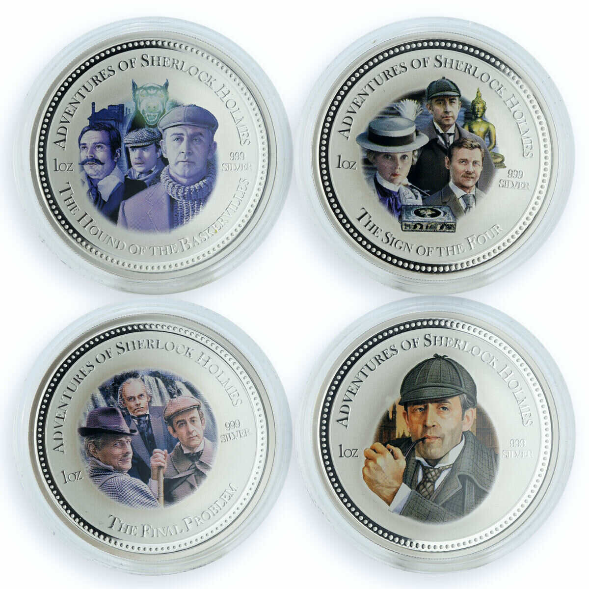 Cook Islands set of 4 coins The Adventures of Sherlock Holmes silver coins 2007