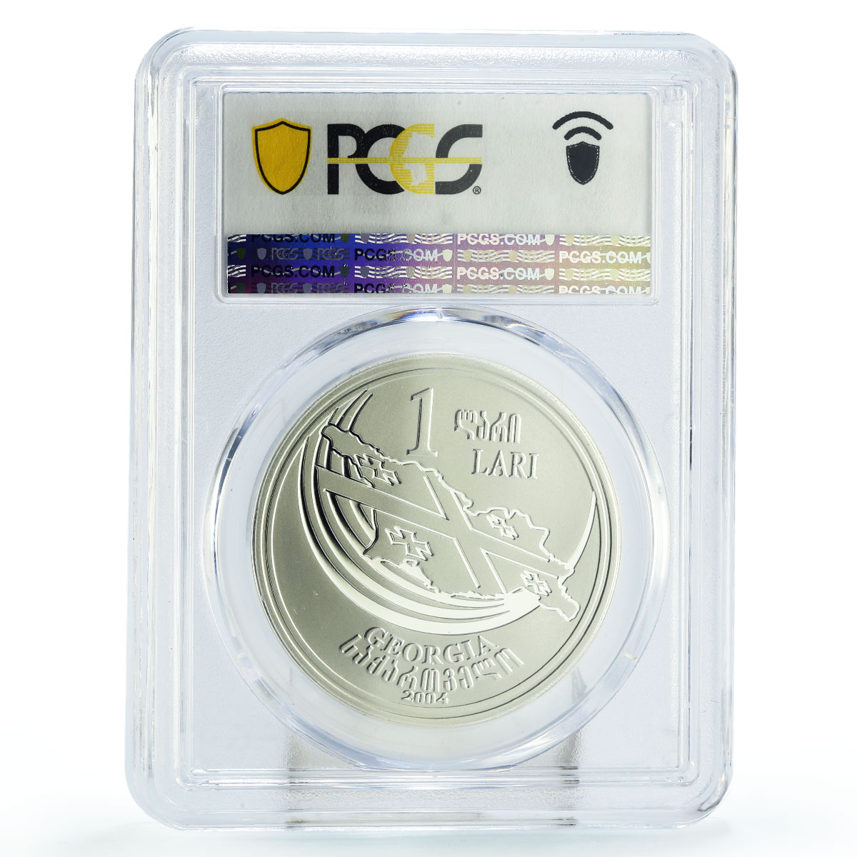 Georgia 1 lari Football World Cup in Germany Trophey PR70 PCGS silver coin 2004