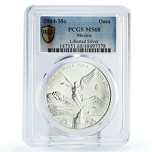 Mexico 1 onza Libertad Angel of Independence MS68 PCGS silver coin 2004