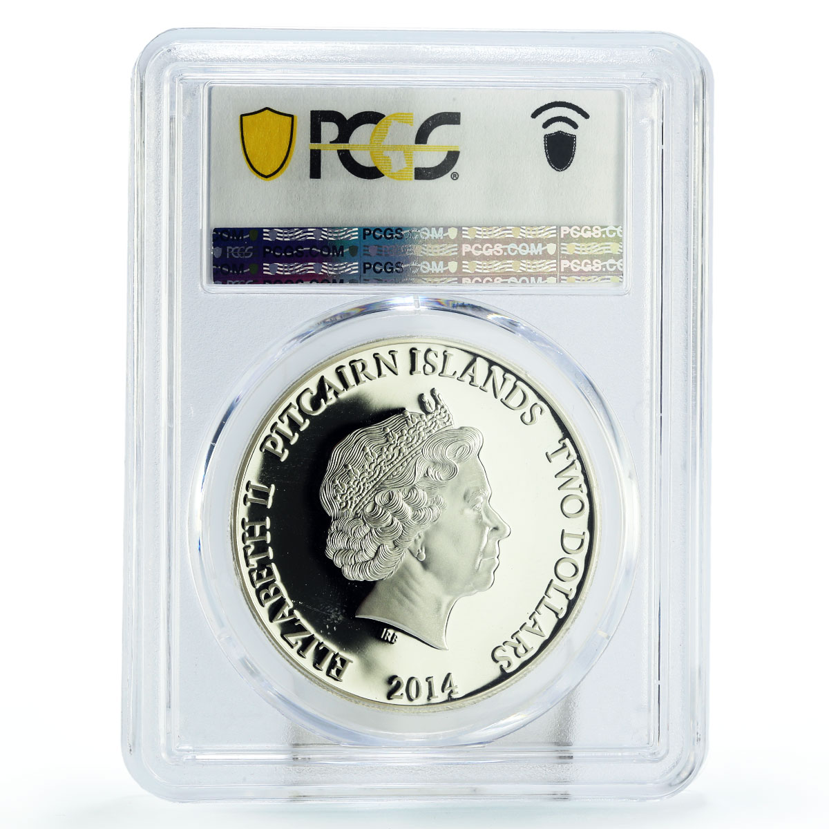 Pitcairn Islands 2 $ Mutiny on the Bounty Ship Clipper PR70 PCGS Ag coin 2014