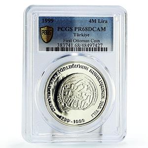 Turkey 4000000 lira First Ottoman Coin Islamic Design PR68 PCGS silver coin 1999