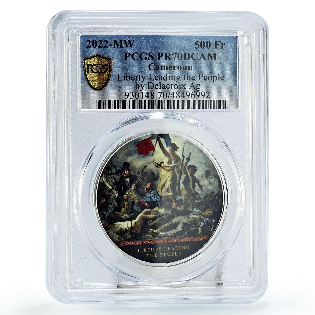 Cameroon 500 francs Delacroix Liberty Leading People Art PR70 PCGS Ag coin 2022