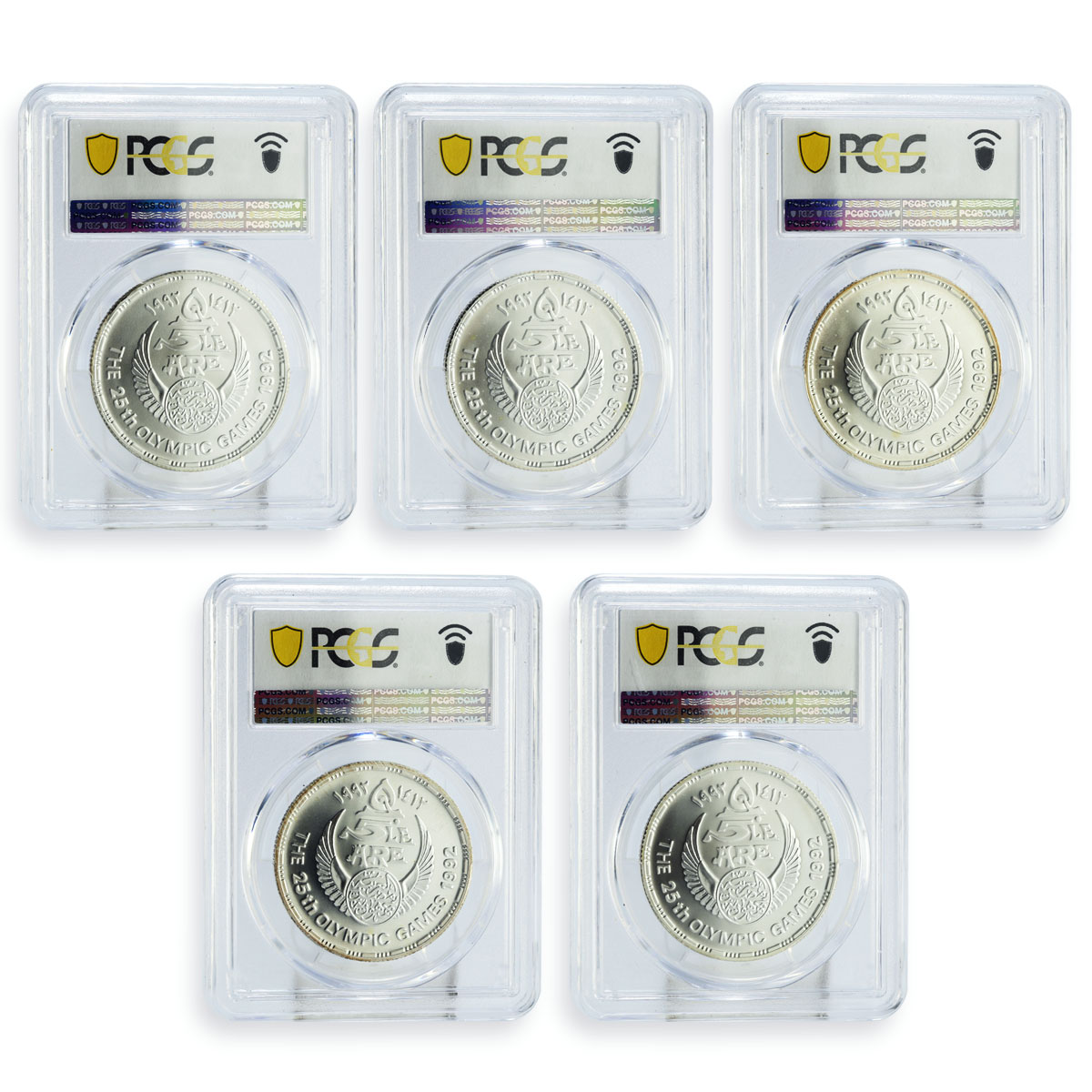 Egypt set of 5 coins Barcelona Summer Olympic Games MS69 PCGS silver coins 1992
