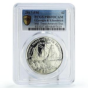 Sandwich Islands 2 pounds Antarctic Expedition Ship PR69 PCGS silver coin 2017