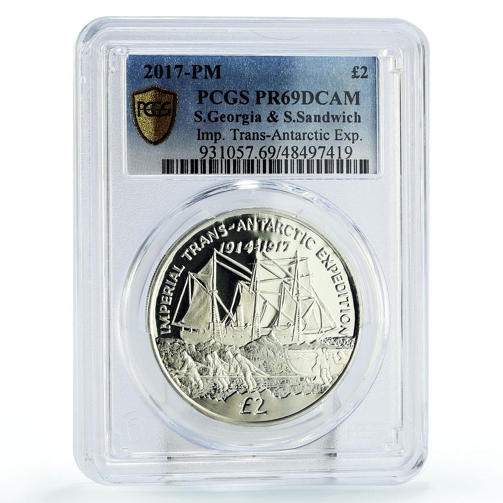 Sandwich Islands 2 pounds Antarctic Expedition Ship PR69 PCGS silver coin 2017