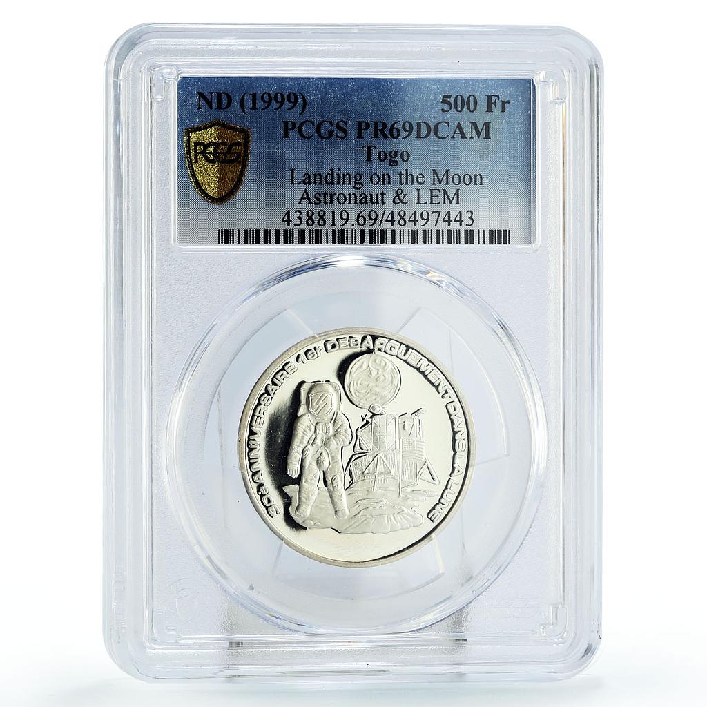 Togo 500 francs Moon Landing Walking Astronaut Space PR69 PCGS silver coin 1999