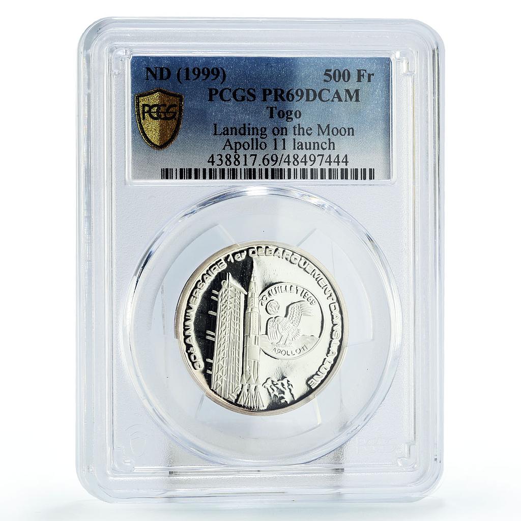 Togo 500 francs Moon Landing Apollo 11 Launch Space PR69 PCGS silver coin 1999