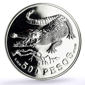 Colombia 500 pesos Conservation Wildlife Crocodile Fauna silver coin 1978