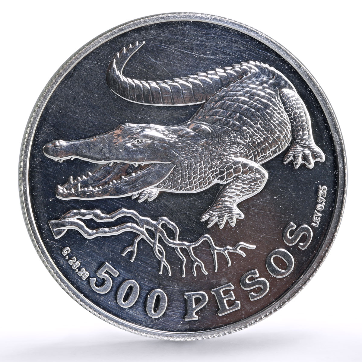 Colombia 500 pesos Conservation Wildlife Crocodile Fauna silver coin 1978