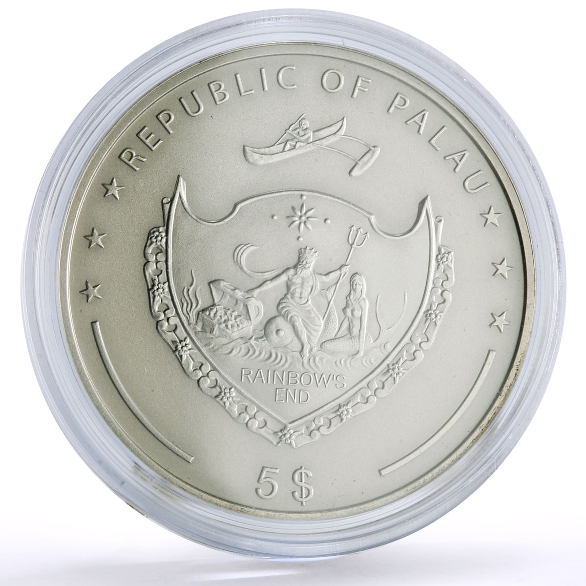 Palau 5 dollars Paradise Scent Sea Breeze Female Surfboarder silver coin 2010