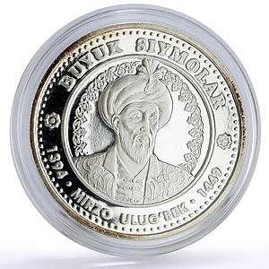 Uzbekistan 100 som Great Ancestors Sultan Mirzo Ulugbek proof silver coin 1999