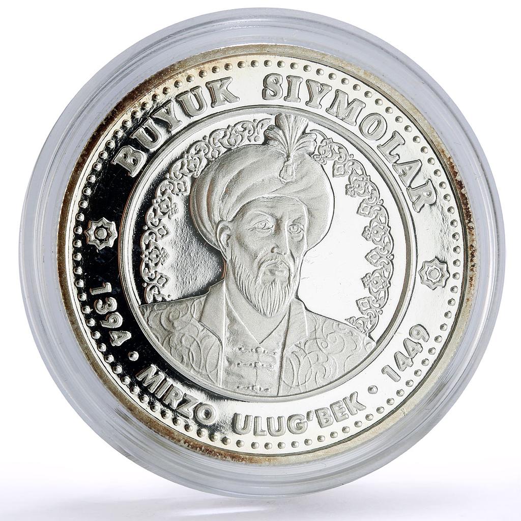 Uzbekistan 100 som Great Ancestors Sultan Mirzo Ulugbek proof silver coin 1999