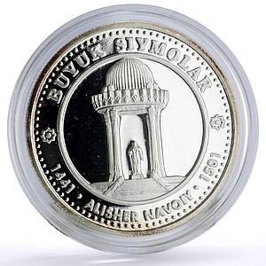 Uzbekistan 100 som Great Ancestors Poet Alisher Navoi proof silver coin 1999