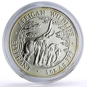 Zambia 5000 kwacha African Wildlife Elephants Fauna Matte silver coin 2003