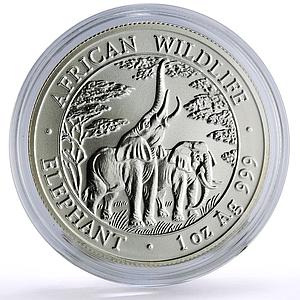 Zambia 5000 kwacha African Wildlife Elephants Fauna Matte silver coin 2003