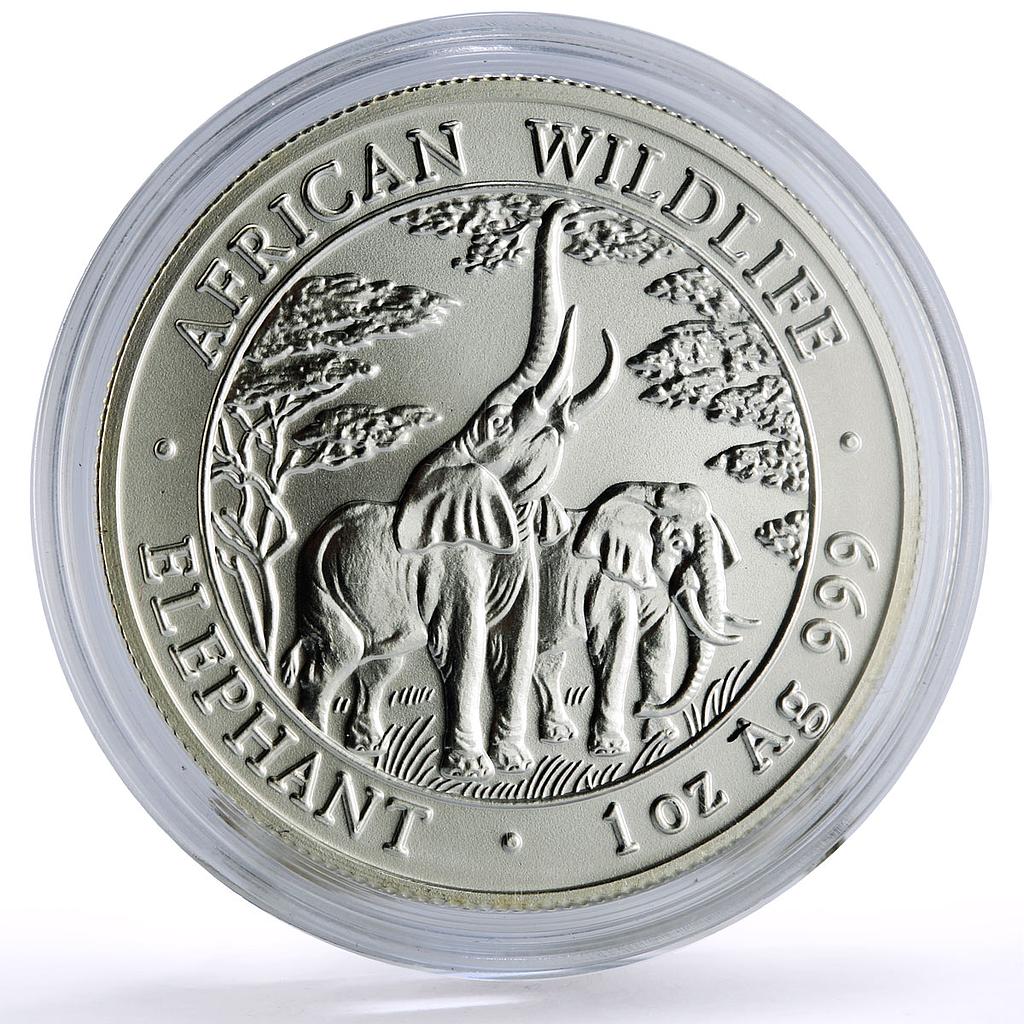 Zambia 5000 kwacha African Wildlife Elephants Fauna Matte silver coin 2003