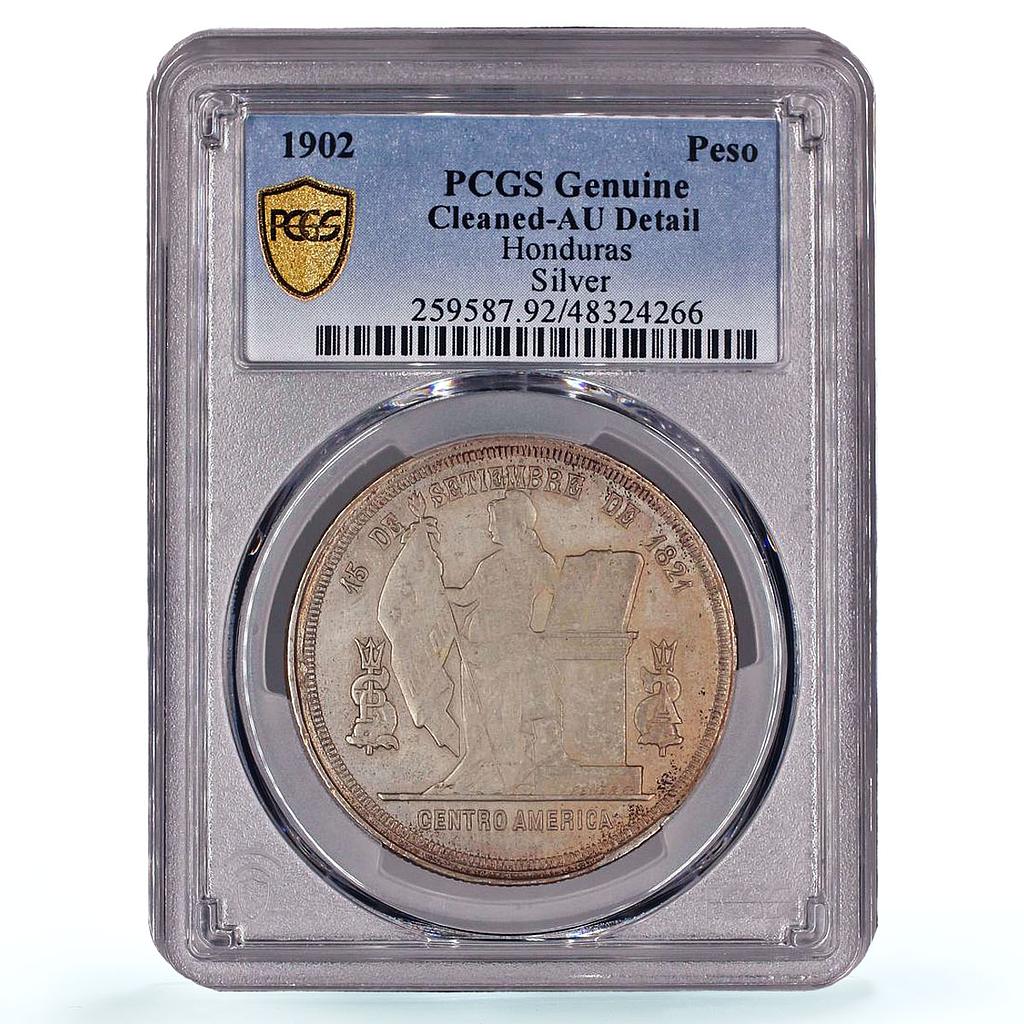 Honduras 1 peso Regular Coinage Liberty Libertad KM-52 AU PCGS silver coin 1902