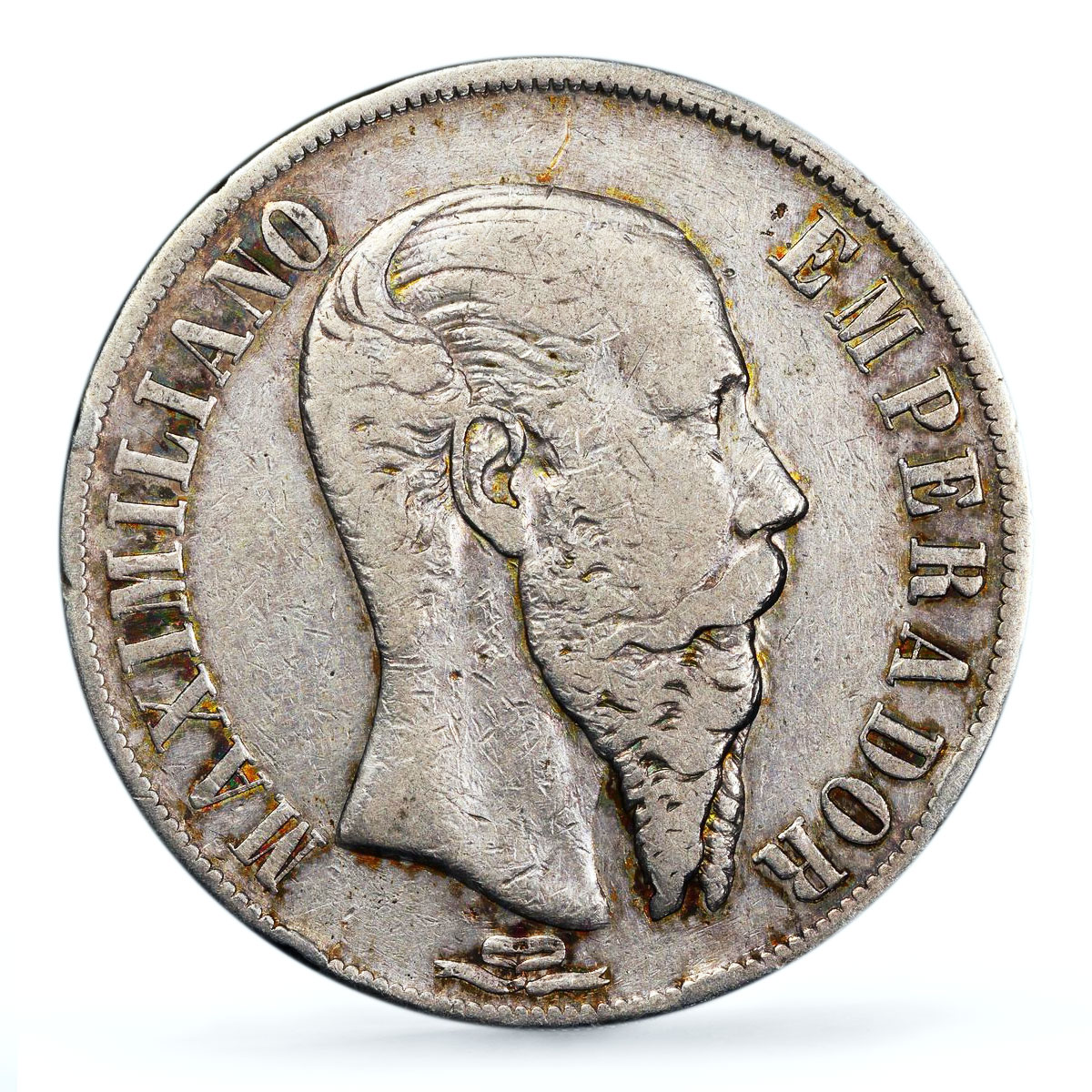 Mexico 1 peso Maximilian Maximiliano I KM-388.1 VF25 PCGS silver coin 1867