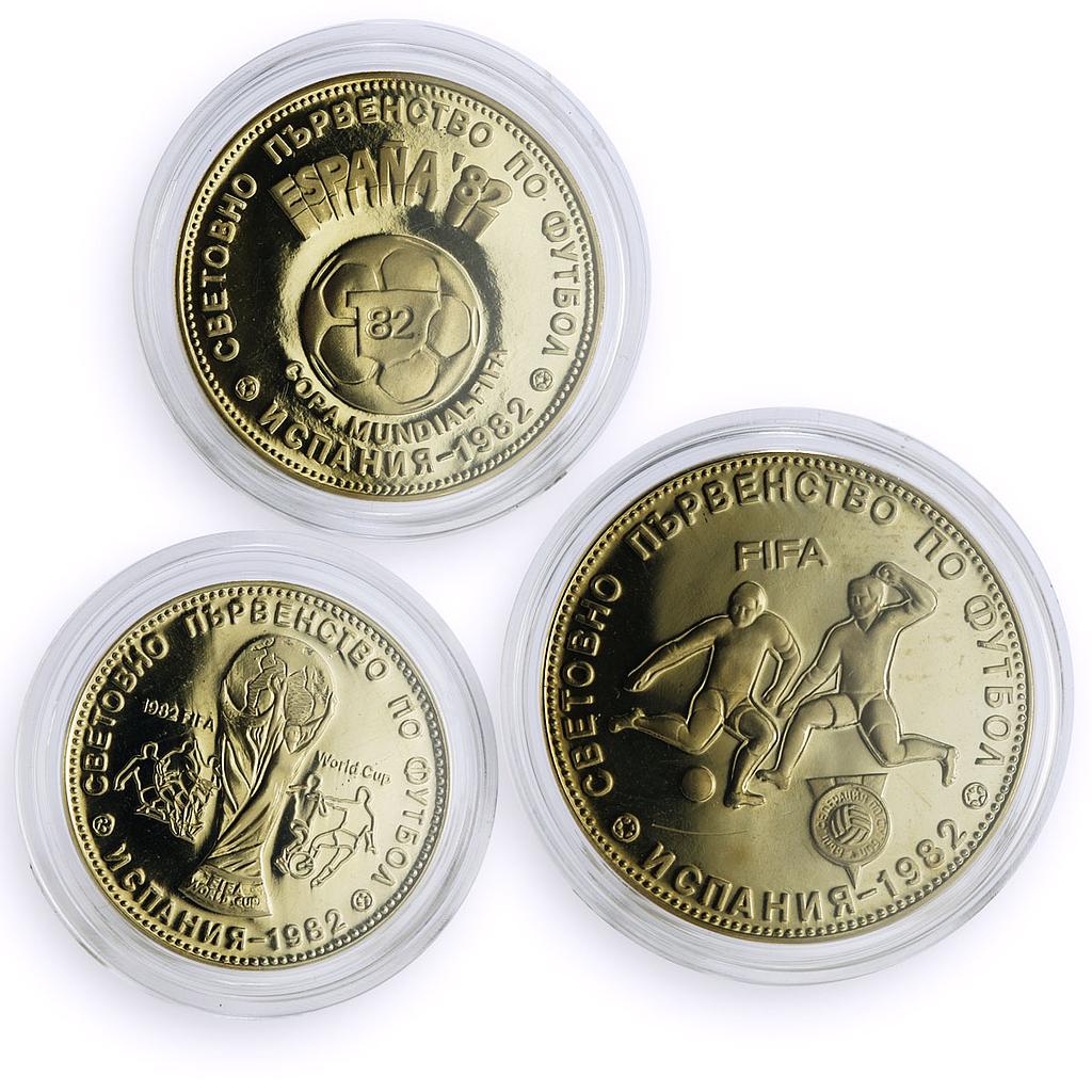 Bulgaria set of 3 coins Football World Cup in Spain proof CuNi coins 1982