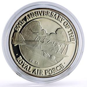 Turks and Caicos Islands 20 crowns Royal Air Force SE 5A Plane silver coin 1998
