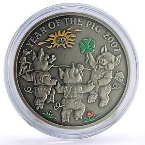 Niue 1 $ Year of the Pig Three Little Pigs Fairytale Literature silver coin 2006