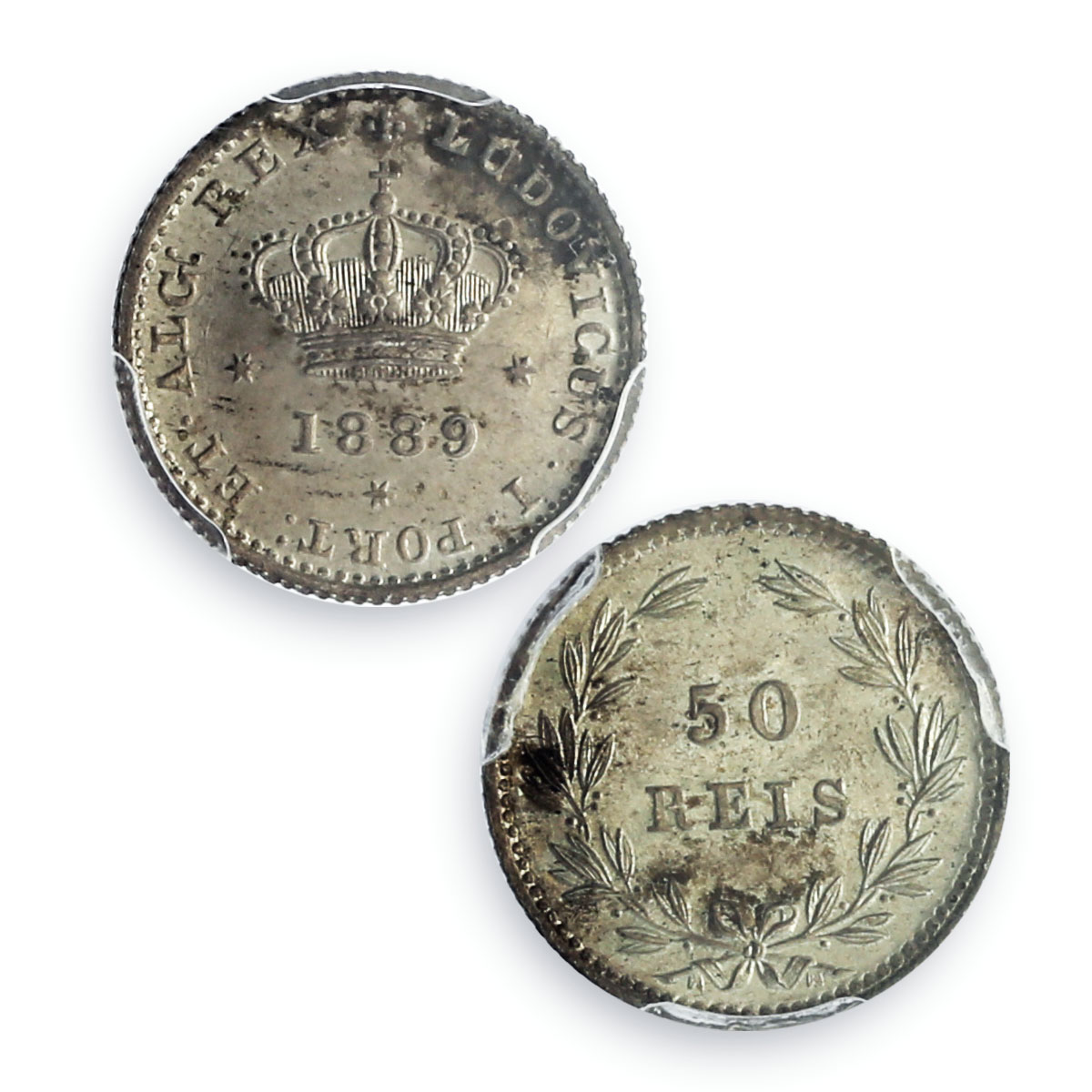 Portugal 50 reis King Luiz Ludovicus Coinage KM-506.2 MS64 PCGS silver coin 1889