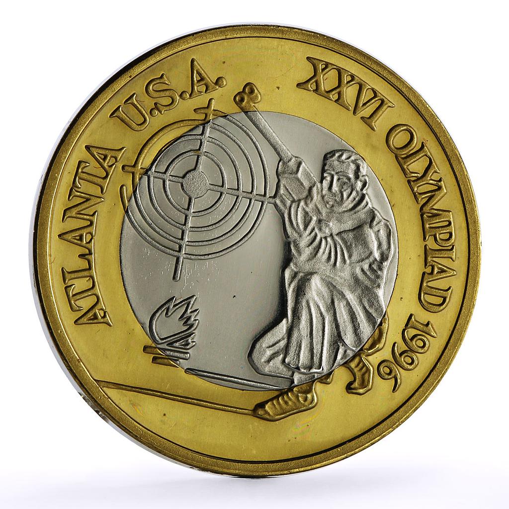 Romania Atlanta Olympics Shooting Sports Piefort TRIAL PATTERN NiBrass coin 1996