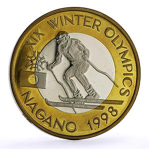 Romania Nagano Olympic Games Skier Piefort TRIAL PATTERN NiBrass coin 1998