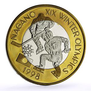 Romania Nagano Olympic Games Hockey Piefort TRIAL PATTERN NiBrass coin 1998