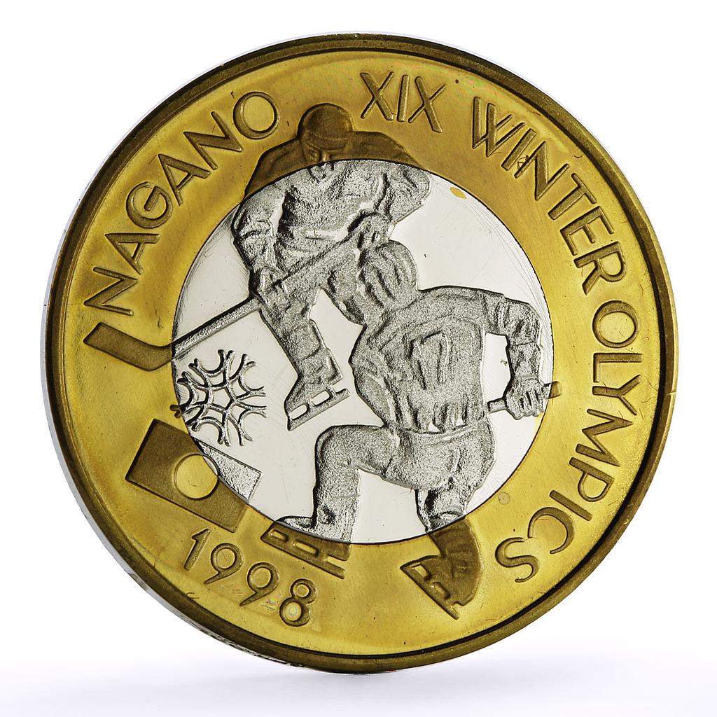 Romania Nagano Olympic Games Hockey Piefort TRIAL PATTERN NiBrass coin 1998