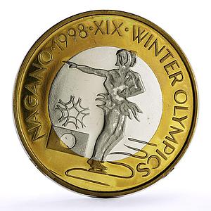 Romania Nagano Olympics Figure Skating Piefort TRIAL PATTERN NiBrass coin 1998