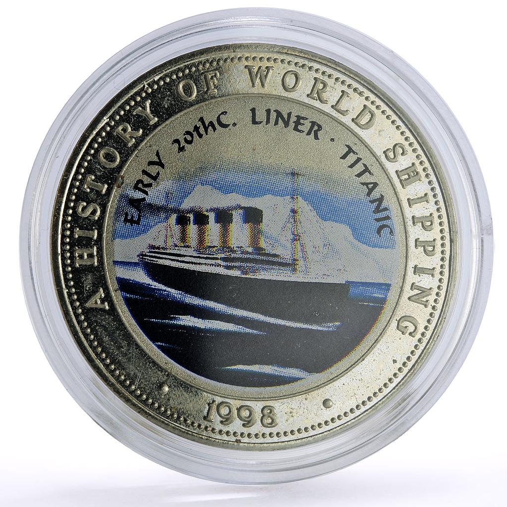 Somalia 25 shillings Shipping History Titanic Sinking Liner Ship CuNi coin 1998