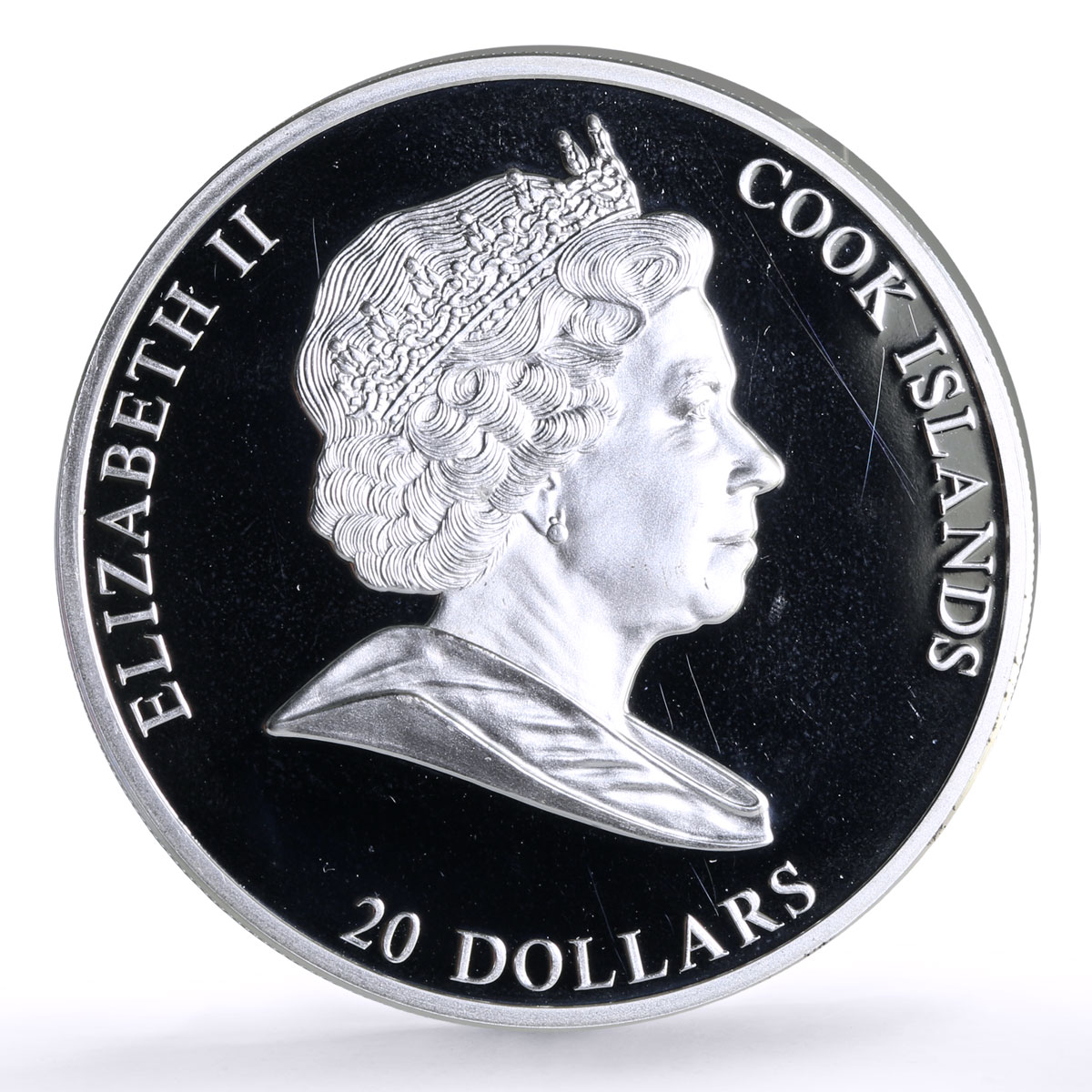 Cook Islands 20 $ Viktor Vasnetsov Art Bogatyrs Missing Crystal silver coin 2010