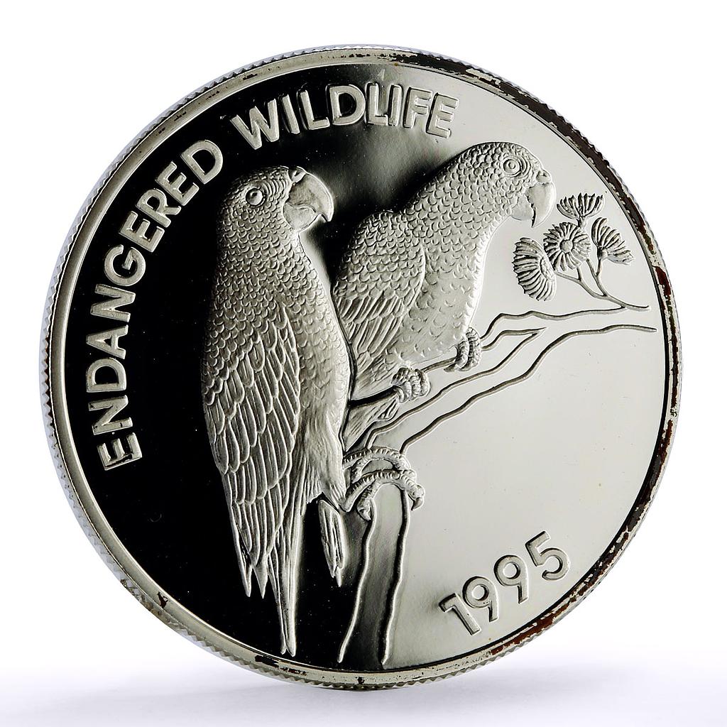 Jamaica 25 dollars Conservation Wildlife Parrot Bird Fauna silver coin 1995