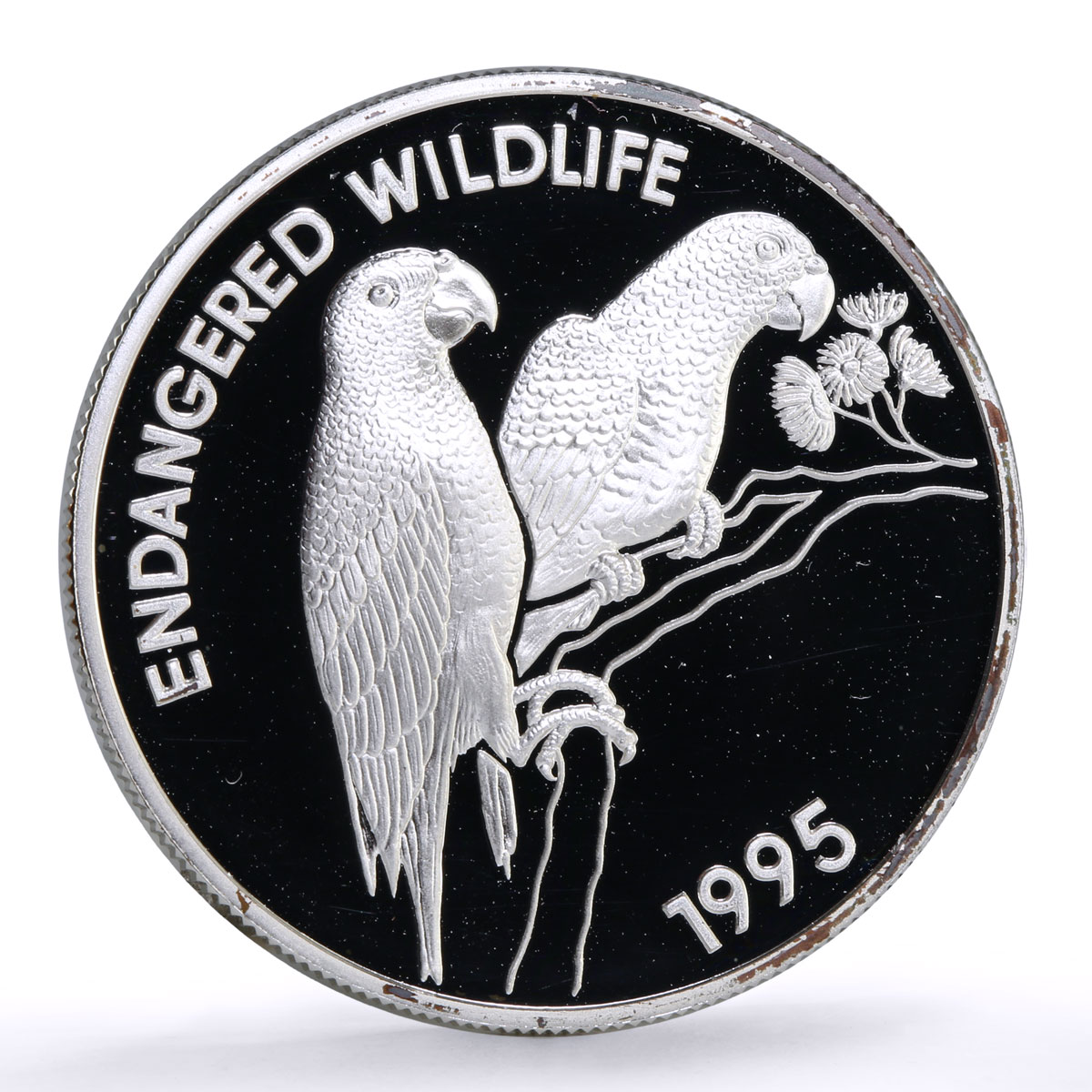 Jamaica 25 dollars Conservation Wildlife Parrot Bird Fauna silver coin 1995