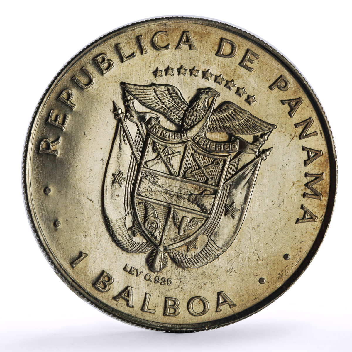 Panama 1 balboa Explorer Vasco Nunez de Balboa KM-39.2 ERROR LEY CuNi coin 1975
