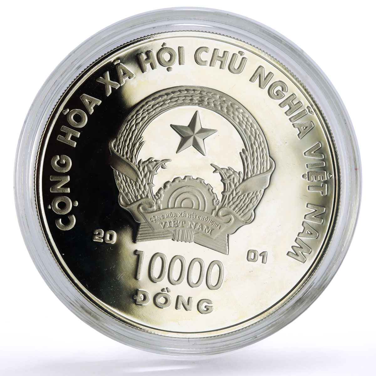 Vietnam set of 3 coins Lunar Calendar Year of the Snake proof silver coins 2001