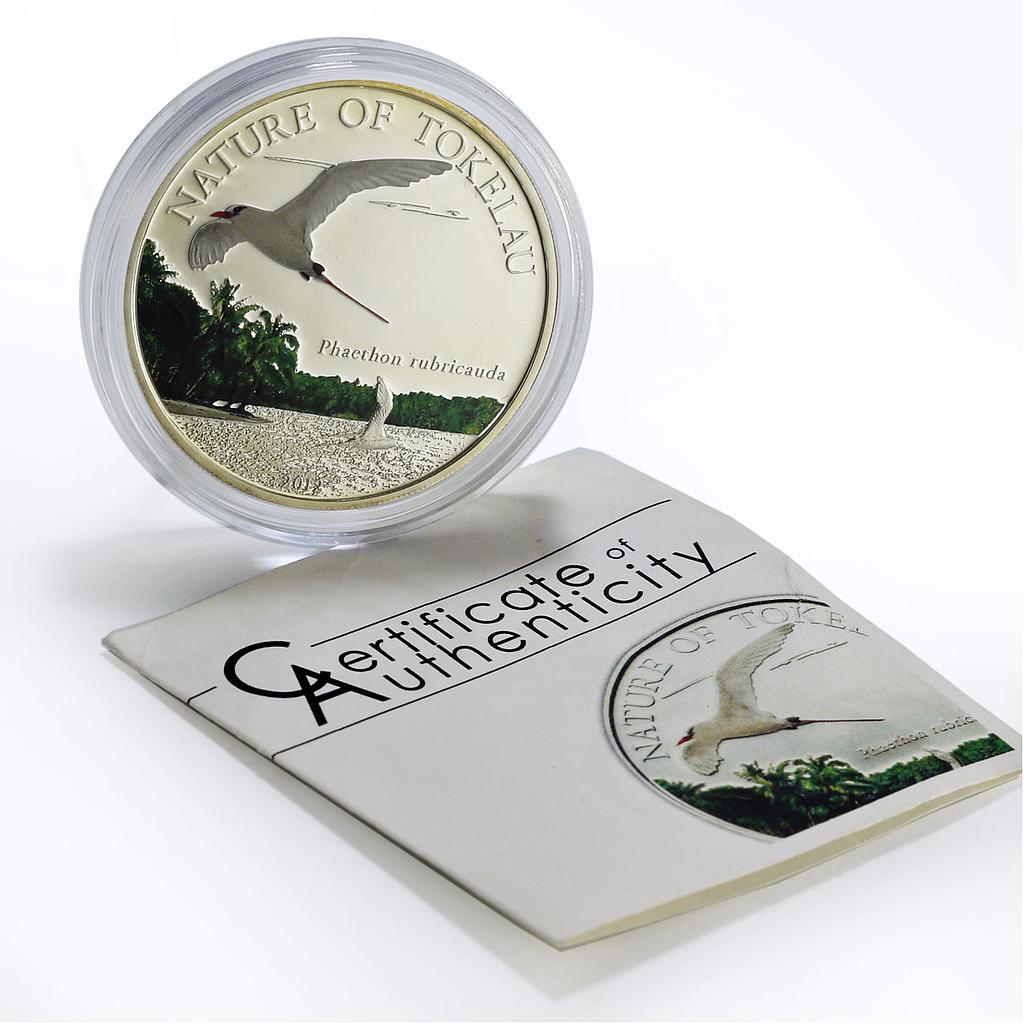 Tokelau 5 dollars Conservation Wildlife Phaeton Bird Fauna silver coin 2012