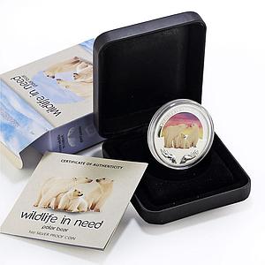 Tuvalu 1 dollar Conservation Wildlife Polar Bear Fauna proof silver coin 2012