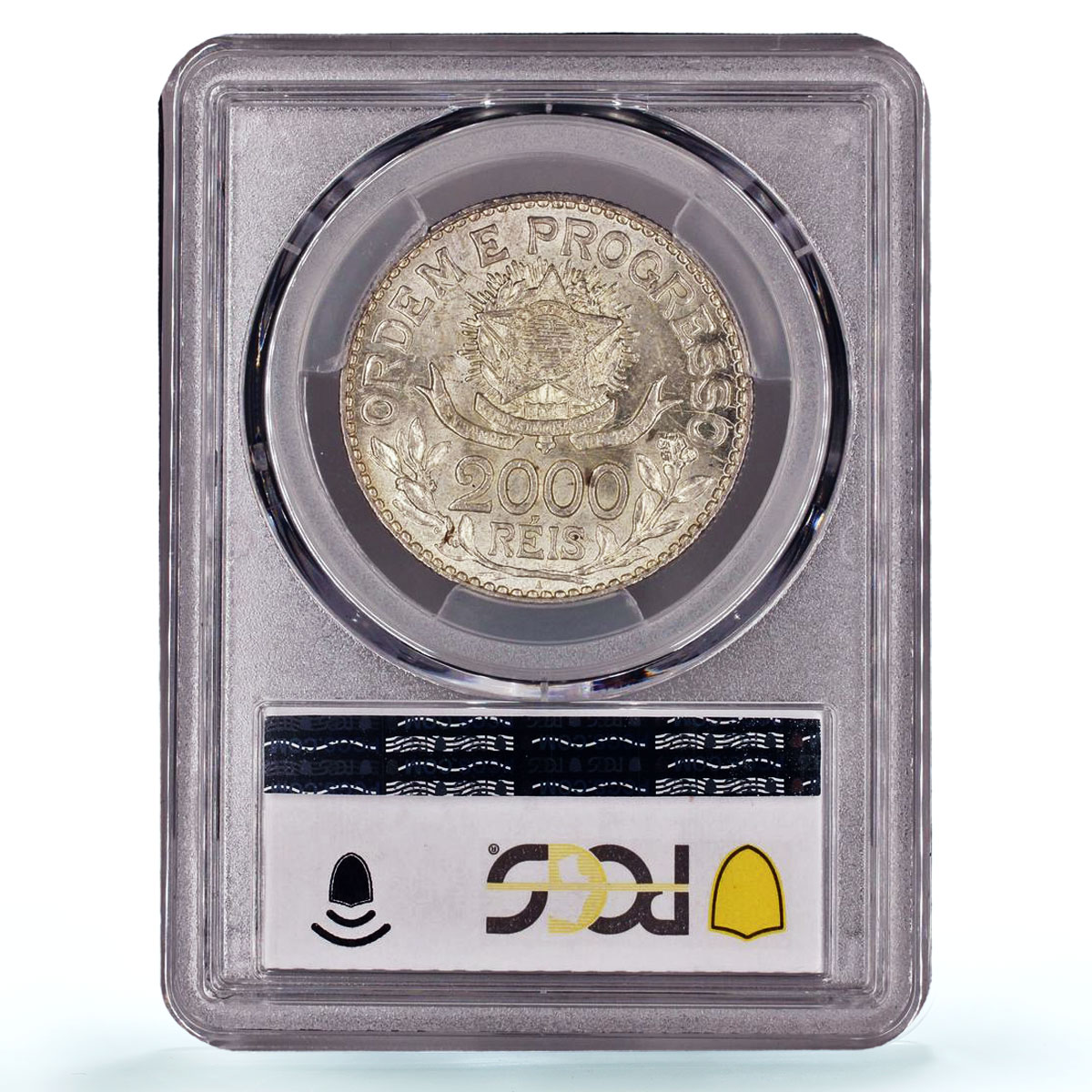 Brazil 2000 reis Regular Coinage Liberty Head KM-514 MS64 PCGS silver coin 1913