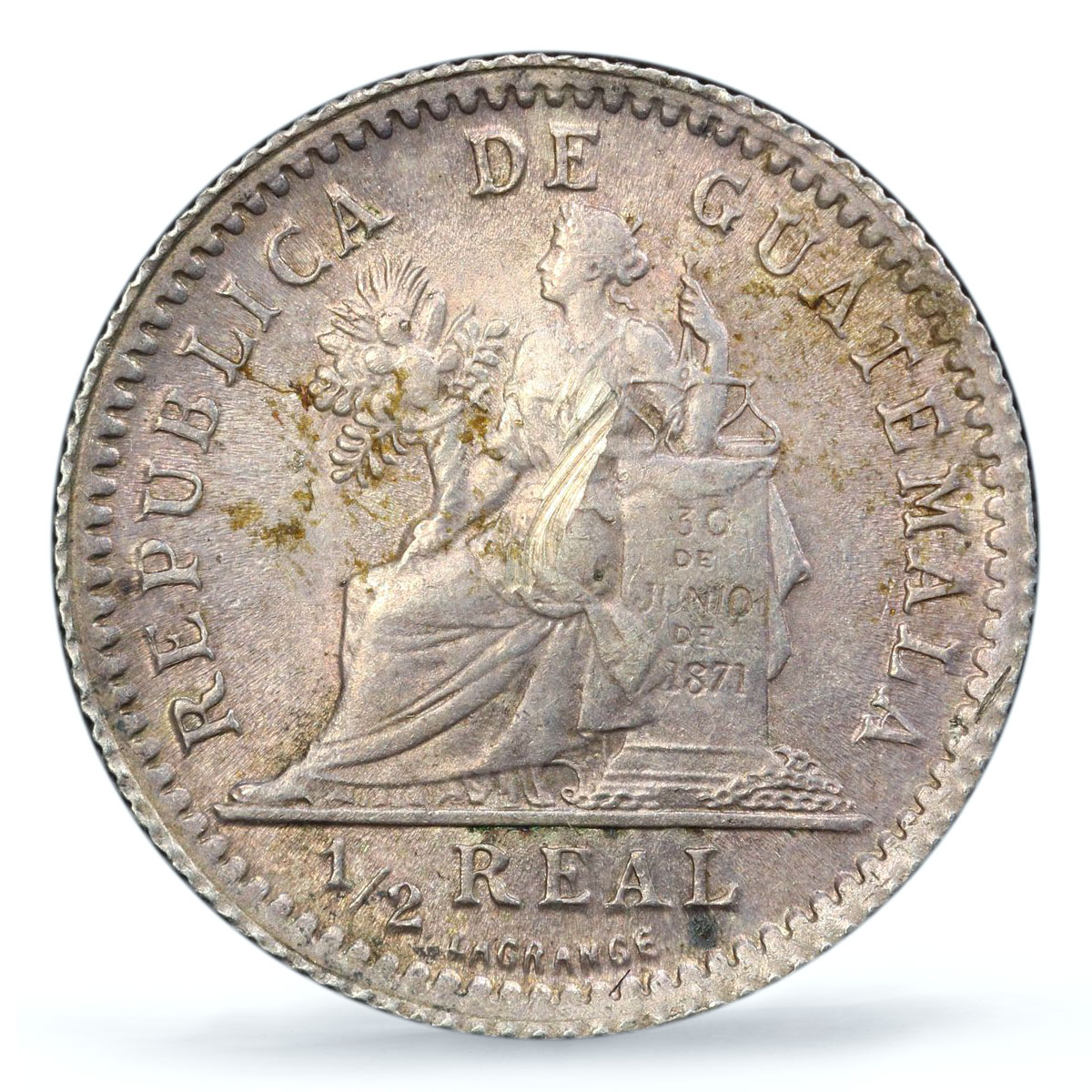 Guatemala 1/2 real Regular Coinage Libertad Liberty UNC PCGS silver coin 1895