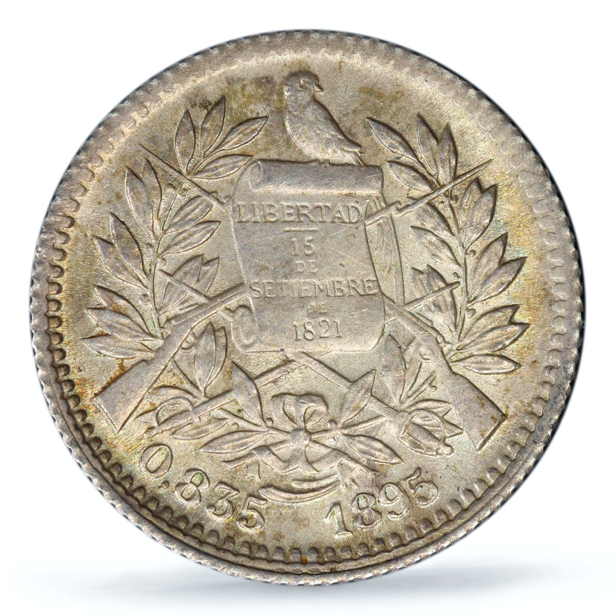 Guatemala 1/2 real Regular Coinage Libertad Liberty UNC PCGS silver coin 1895