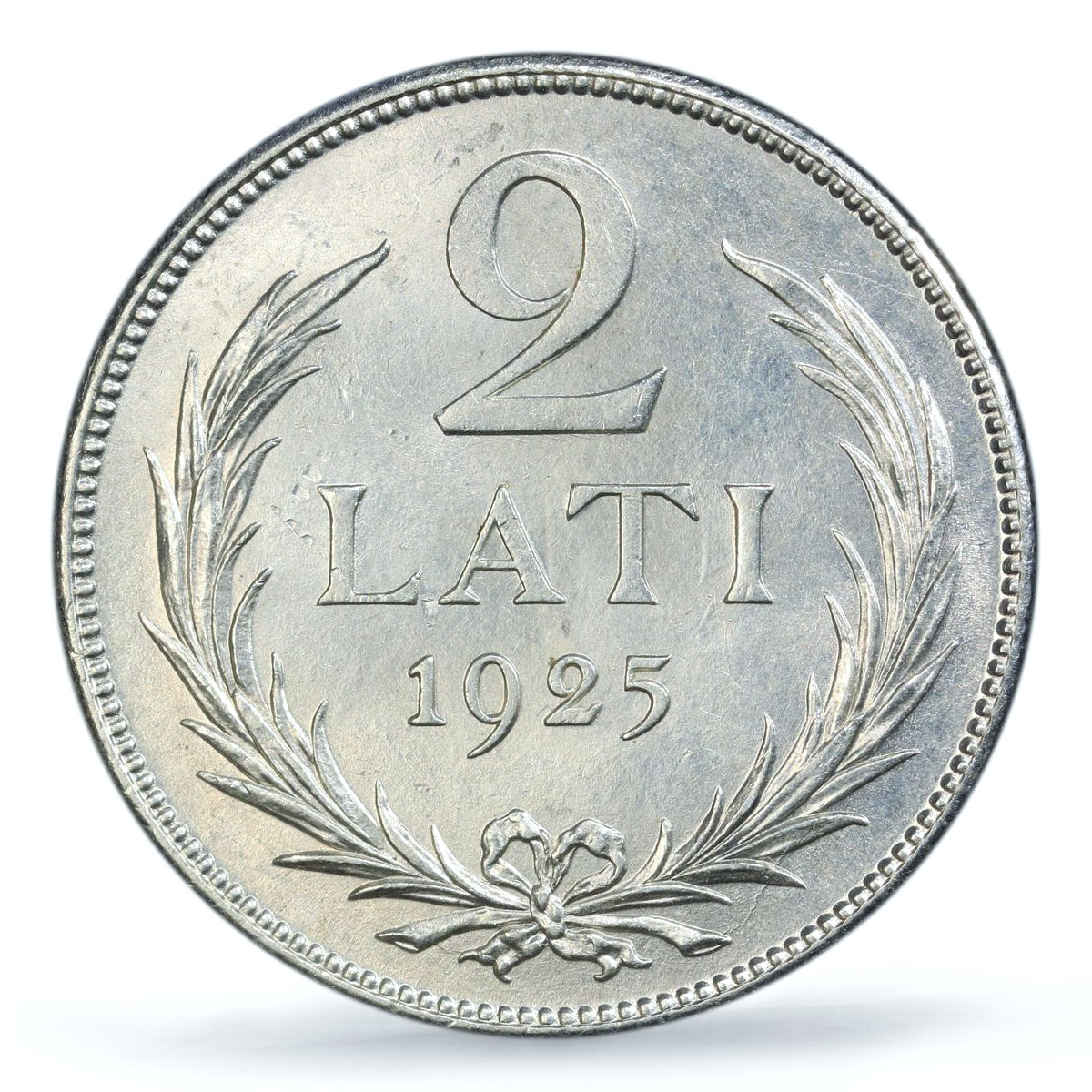 Latvia 2 lati Republic Regular Coinage KM-8 MS64 PCGS silver coin 1925 Latvia 2 lati Republic Regular Coinage KM-8 MS64 PCGS silver coin 1925